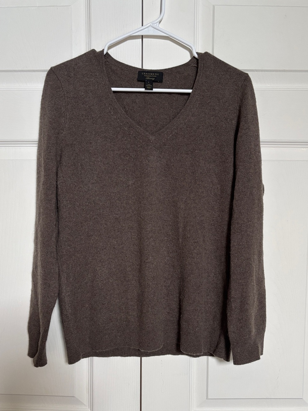 Charter Club Luxury Cashmere Women’s Large Brown V-Neck 100% Cashmere Sweater